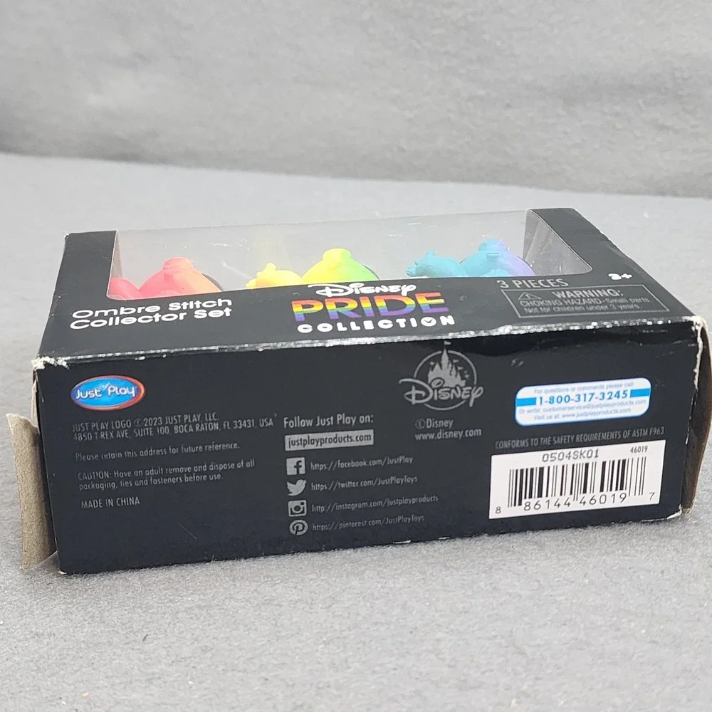 Disney Ombre Stitch Collector Set Pride Rainbow Figures Unisex 3pc Box Set 46019